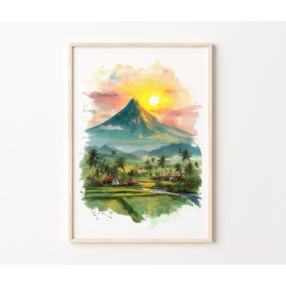 Mount Mayon Philippines Tropical Volcano Wall Art Home Decor