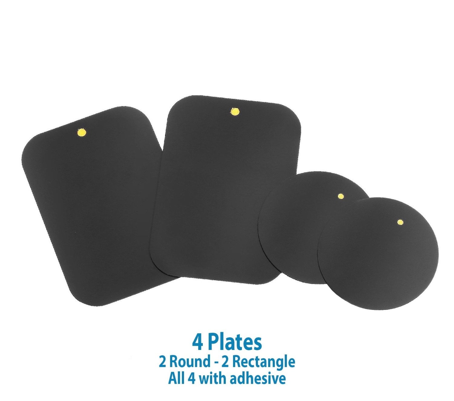 Mount Metal Plate (4 Pack) with Adhesive for Magnetic Cradle-less Mount -X4  Pack 2 Rectangle and 2 Round (Compatible with Magnetic Mounts)