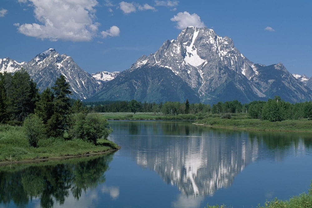 Mount Moran And Snake River Canvas Art - Mary Winch  Design Pics (36 x 24)