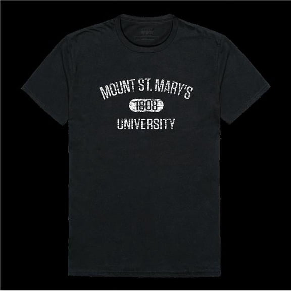 Mount Mount Saint Marys University Mountaineers Distressed Arch College T-Shirt, Black - Extra Large