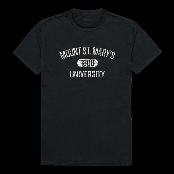 Mount Mount Saint Marys University Mountaineers Distressed Arch College T-Shirt, Black - Large