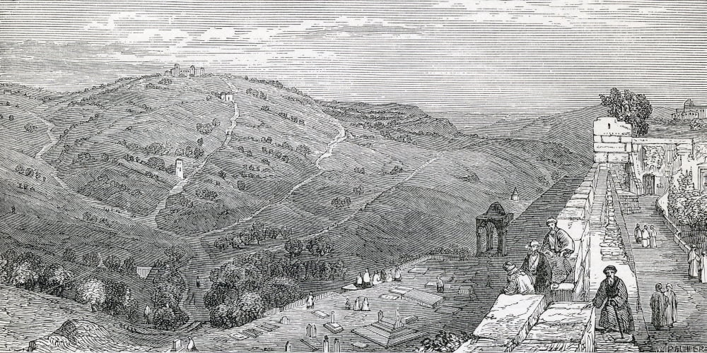 The Mount Of Olives Jerusalem From Bartletts Walks About Jerusalem From The Imperial Bible Dictionary Published By Blackie & Son Circa 1880S Canvas Art - Ken Welsh Design Pics (40 x 20)