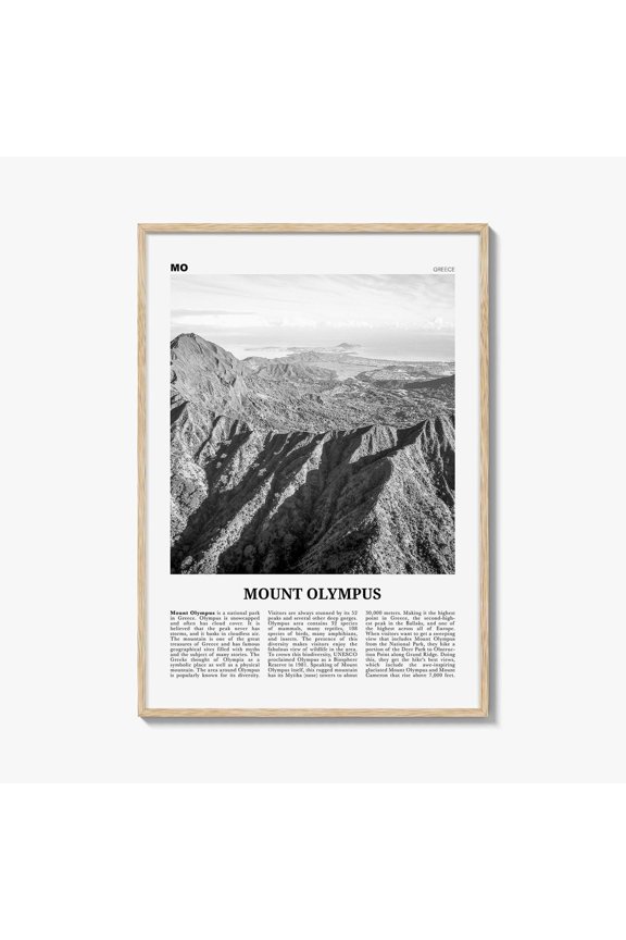Mount Olympus Black And White Greece Travel Nature Travel Wall Art Poster , Poster Print Only