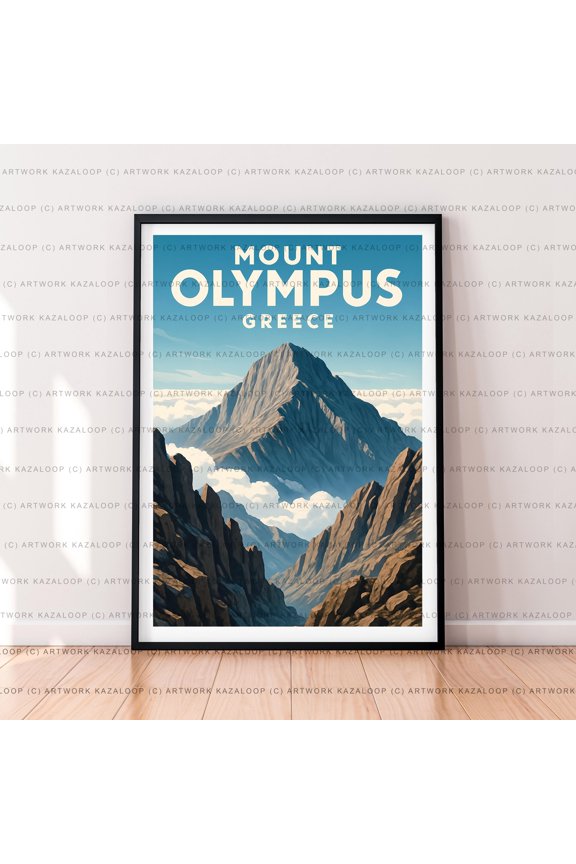 Mount Olympus Greece Unillustration Art Travel Greek Mountain Travel Wall Art Poster , Poster Print Only