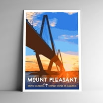 Mount Pleasant South Carolina Vintage Travel Poster / Postcard WPA Style Retro Ravenel