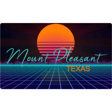 Mount Pleasant Texas 4 X 2.25-Inch Vinyl Decal Stiker Retro Neon Design