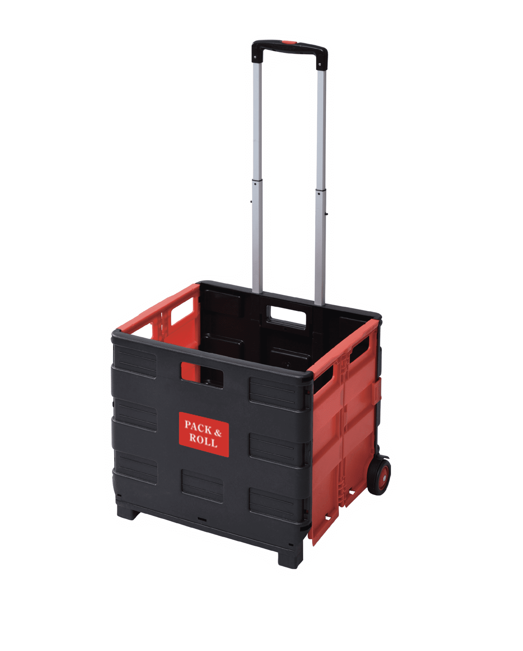 Mount Plus Folding Shopping Cart with Collapsible Hand Crate, Red