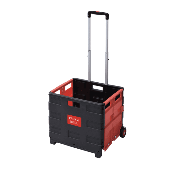 Mount Plus Folding Shopping Cart with Collapsible Hand Crate, Red