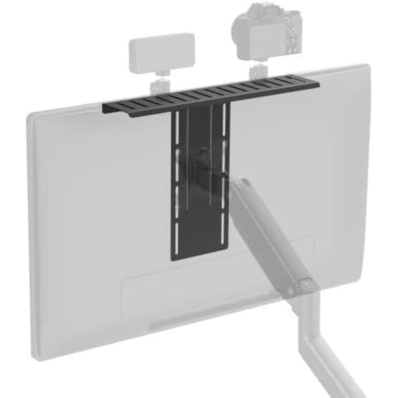 Mount Plus MDS12-2 All-In-One VESA Compatible Monitor Shelf for Device Organizer | Perfect for Online Meetings and Live Streaming Such As Cameras, Microphones, Spotlights, Webcams | Height Adjustable