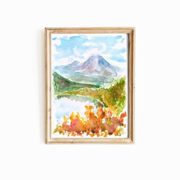Mount Rainier Lake Wall Art Print Cascade Mountain Decor