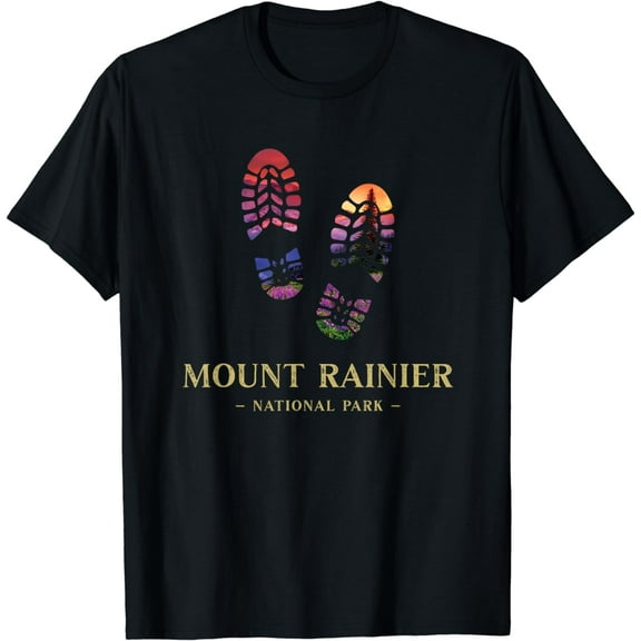 Mount Rainier National Park Hiking Boot Print T-Shirt