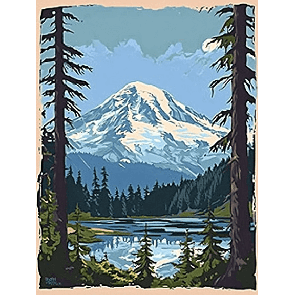 Mount Rainier National Park Landscape Canvas Print/Wall Art Suitable for Living Room Bedroom Office Hotel and Restaurant Decoration.