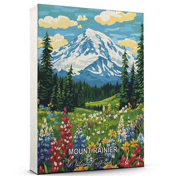 Mount Rainier Travel Canvas Wall Art National Park Canvas Travel-Inspired Scene That Brings Peace, Color, and Culture Into Your Space