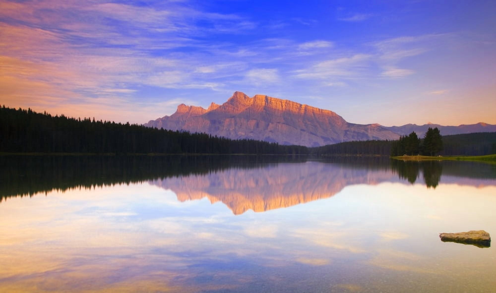 Mount Rundle Alberta Canada Canvas Art - Carson Ganci Design Pics (36 x 20)