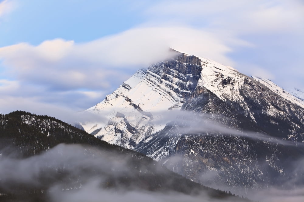 Mount Rundle At Dusk Banff National Park Alberta Canada Canvas Art - Ken Gillespie Design Pics (36 x 24)