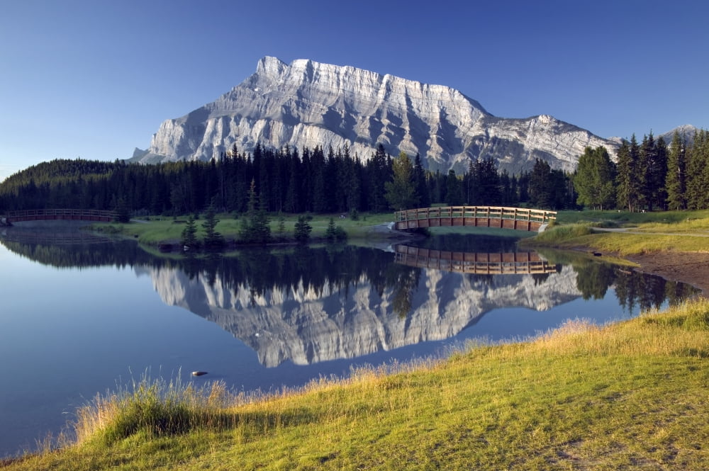 Mount Rundle Reflected In Cascade Ponds Banff National Park Alberta Canada Canvas Art - Darwin Wiggett Design Pics (17 x 11)