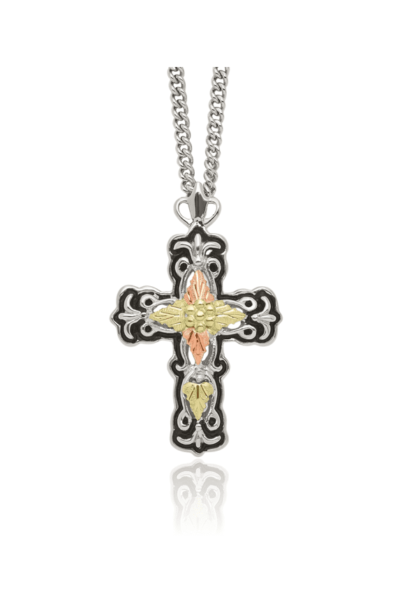Mount Rushmore Black Hills 925 Sterling Silver Gold Vintage Holy Cross Necklace Chain