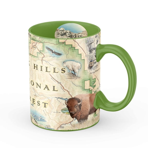 Mount Rushmore, Black Hills National Forest, Devils Tower Map Ceramic Mug (Large 16oz)