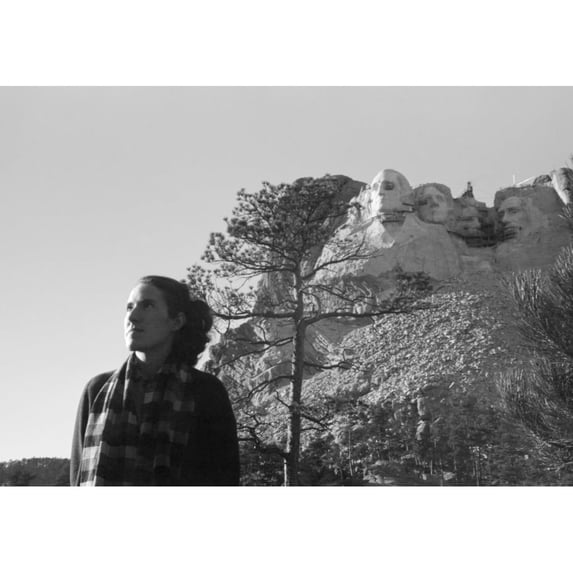 Mount Rushmore C1936. Na Woman Posing In Front Of The Construction Of Mount Rushmore In South Dakota. Photograph