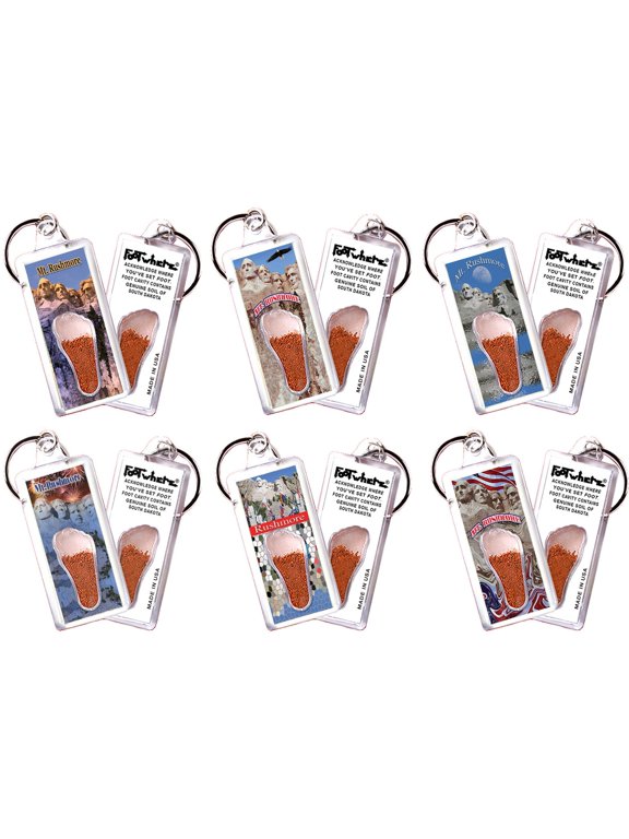 Mount Rushmore FootWhere Souvenir Keychains. (RSM100 - Assorted) 6 Piece Set