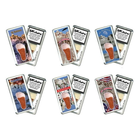Mount Rushmore FootWhere Souvenir Magnets. 6 Piece Set. (RSM200 - Assorted)