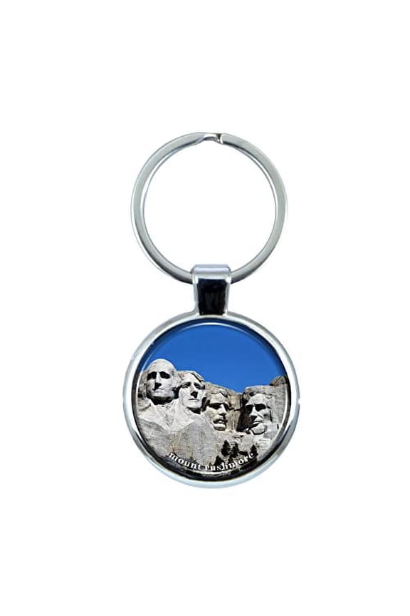 Mount Rushmore Keychain with Epoxy Dome and Metal Keyring