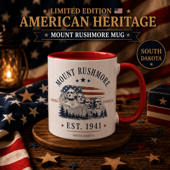 Mount Rushmore Mug 3D Effect American Heritage Coffee Cup for Patriotic Gift Giving