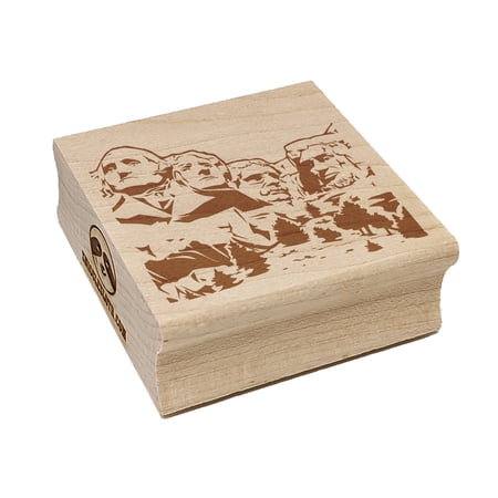 Mount Rushmore National Memorial Landmark United States Presidents Washington Lincoln Jefferson Roosevelt Square Rubber Stamp Stamping Scrapbooking Crafting - Small 1.25in