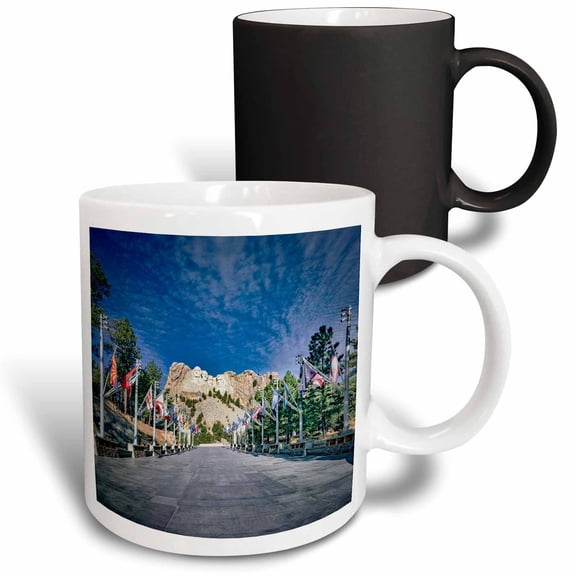 3drose, Mount Rushmore National Monument Flag Row, 11oz Magic Transforming Mug