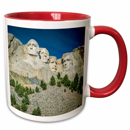 3drose, Mount Rushmore National Monument Presidential Profile, 15oz Two-tone Red Mug