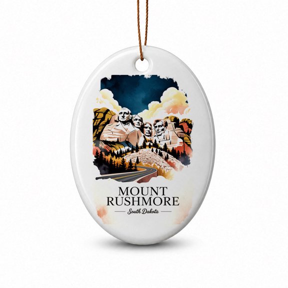 Mount Rushmore Oval Travel Ornament, South Dakota Holiday Vacation Keepsake