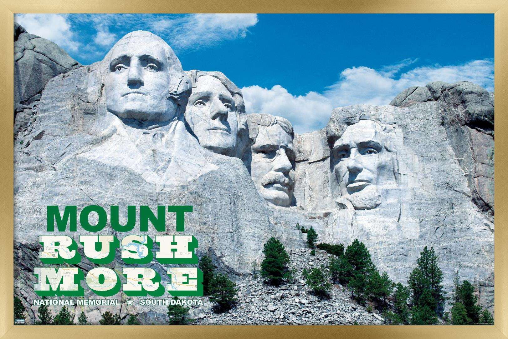 Mount Rushmore Wall Poster, 14.725" x 22.375", Framed