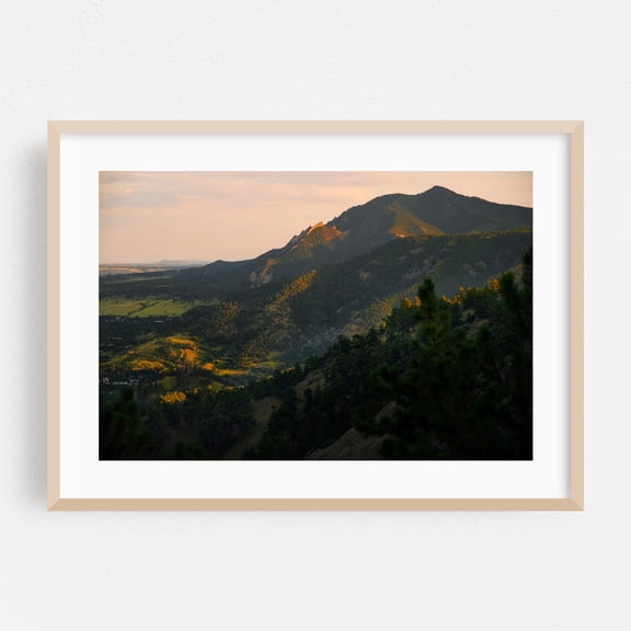 Mount Sanitas Sunset - Boulder Colorado Photography Mountain Landscape Nature Scenic Sunset Wilderness Forest Oak Framed Wall Art Print 5 x 7 inches