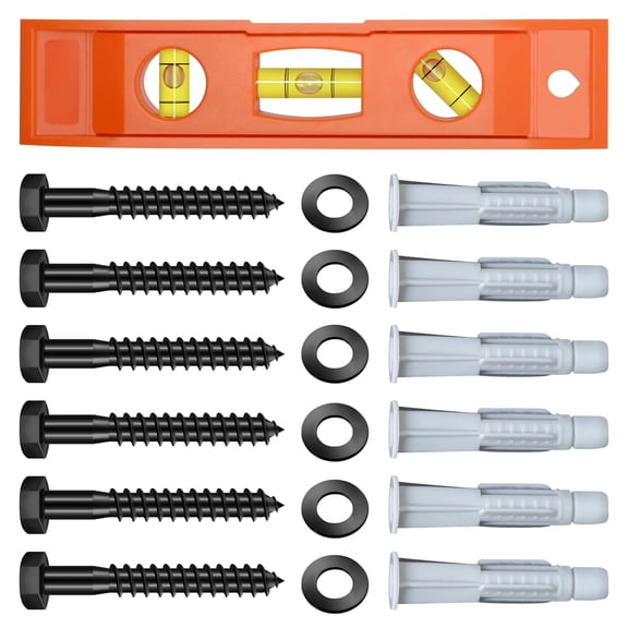 Mount Screws Kit, Lag Bolt Kit For TV Wall Mount, M8x65 Lag Bolts Screws, 10x60 Wall Anchors, Washers, Bubble Level For Wood Stud Brick Concrete Drywall, Universal TV Mounting Hardware Kit