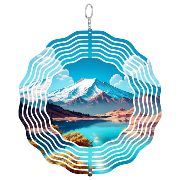 Mount Shasta 3D Wind Spinner Stainless Steel Kinetic Art Garden Decor California Volcano Gift