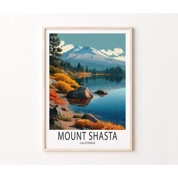 Mount Shasta California Mountain Lake Scene Home Decor