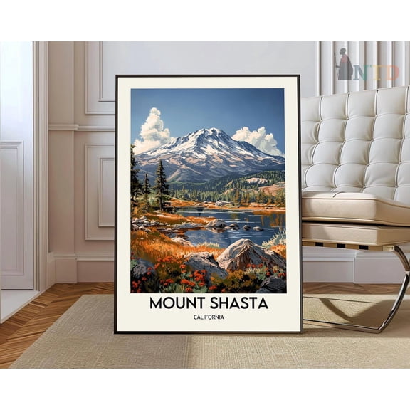 Mount Shasta California Poster, Cascade Range Mountain Wall Art