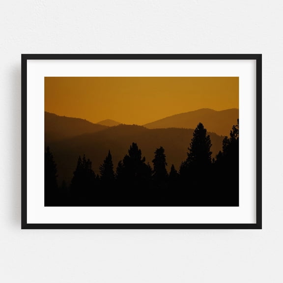 Mount Shasta Sunset - Mount Shasta California Photography Sunset Landscape Nature Forest Mountain Wilderness Scenic Black Framed Wall Art Print 5 x 7 inches
