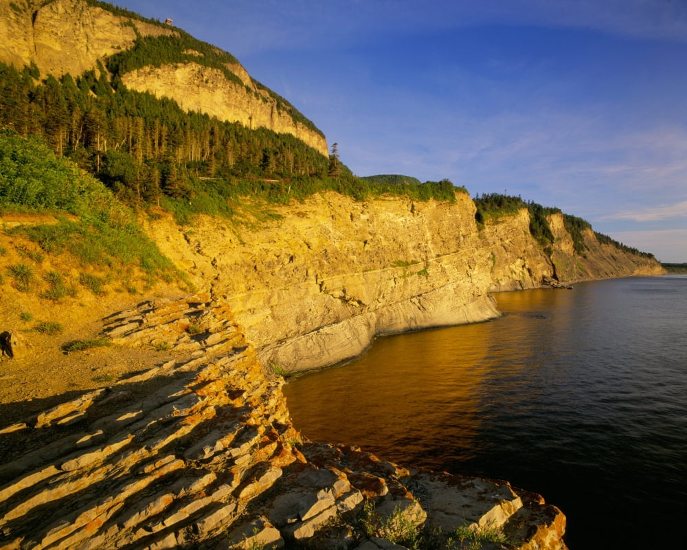 Mount St Alban Cliffs At Sunset Forillon National Park Gaspesie Quebec Canvas Art - Yves Marcoux Design Pics (17 x 14)