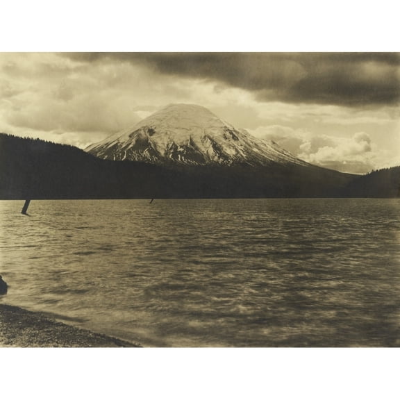 Mount St. Helens From Spirit Lake In 1907. The Volcano In Washington States Cascade Mountains Experienced A Major