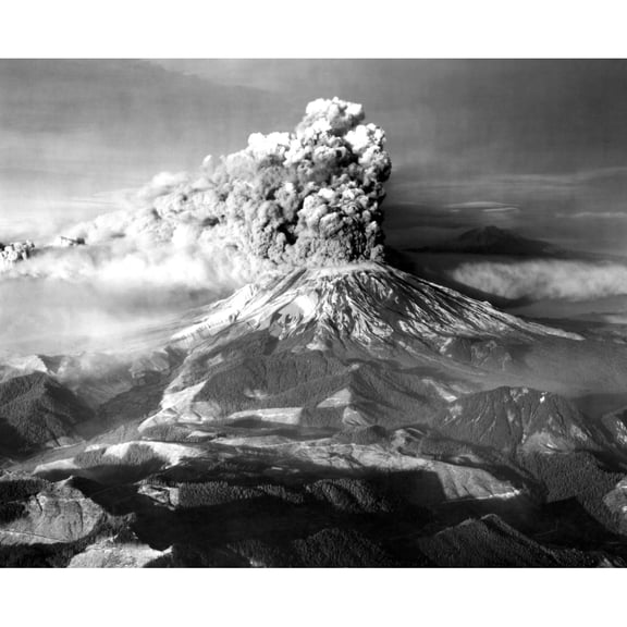 Mount St. Helens In Eruption On May 18 1980. In The Background Is Another Cascade Volcano Mt. Adams. History