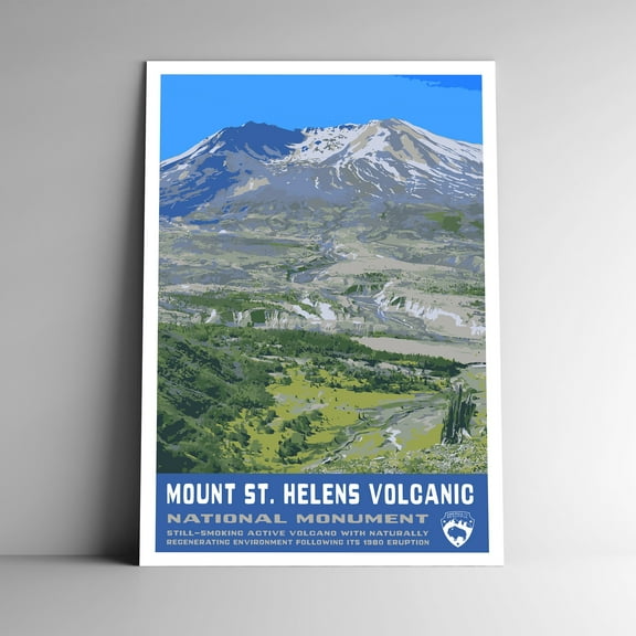 Mount St. Helens Volcanic National Monument Vintage Travel Poster / Postcard WPA Style