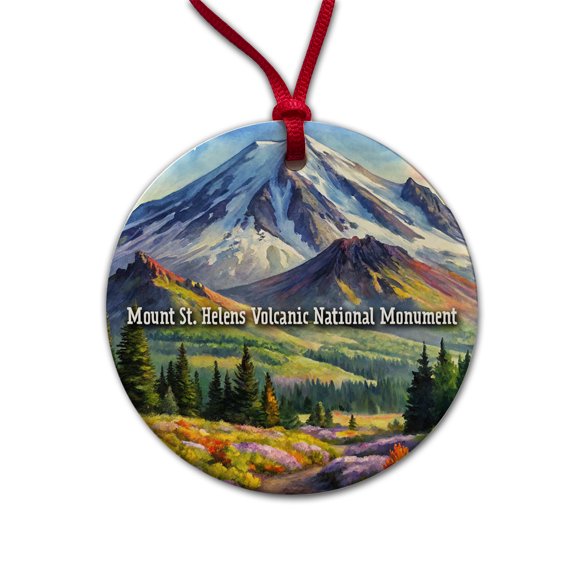 Mount St. Helens Volcanic National Monument Washington Christmas Tree Holiday Round Ceramic Ornament