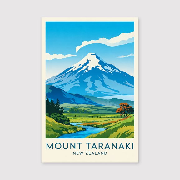 Mount Taranaki Travel Print Canvas Wall Art, Mount Taranaki Wall Hanging Home decor Mount Taranaki Canvas Art, New Zealand Art Canvas-1WN4474