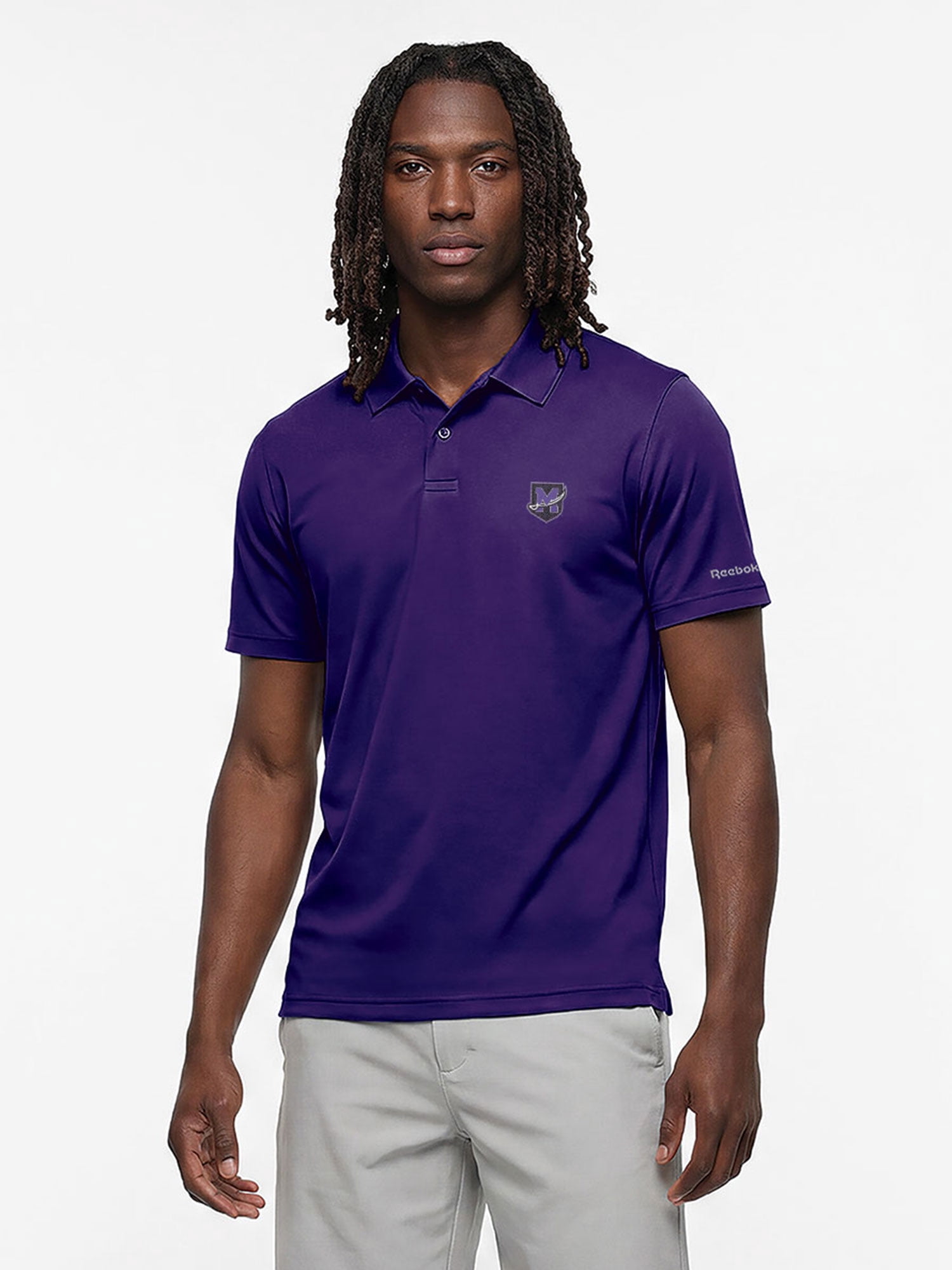 Mount Union Purple Raiders Reebok Mens Short Sleeve Polo Shirt