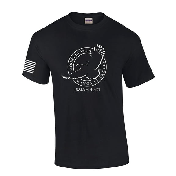 Mount Up With Wings As Eagles Isaiah 40:31 Mens Christian Short Sleeve T-Shirt Graphic Tee-Black-small