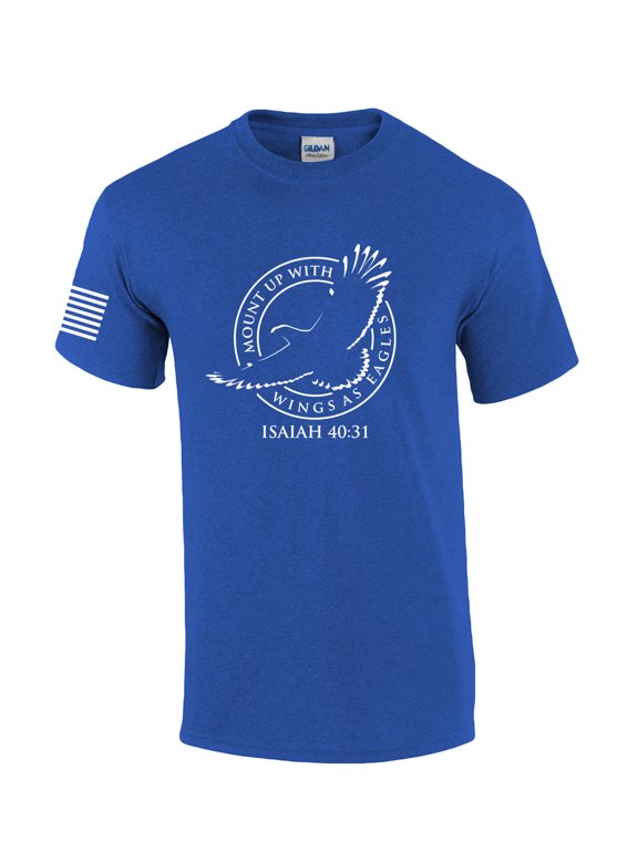 Mount Up With Wings As Eagles Isaiah 40:31 Mens Christian Short Sleeve T-Shirt Graphic Tee-Heather Royal-5xl