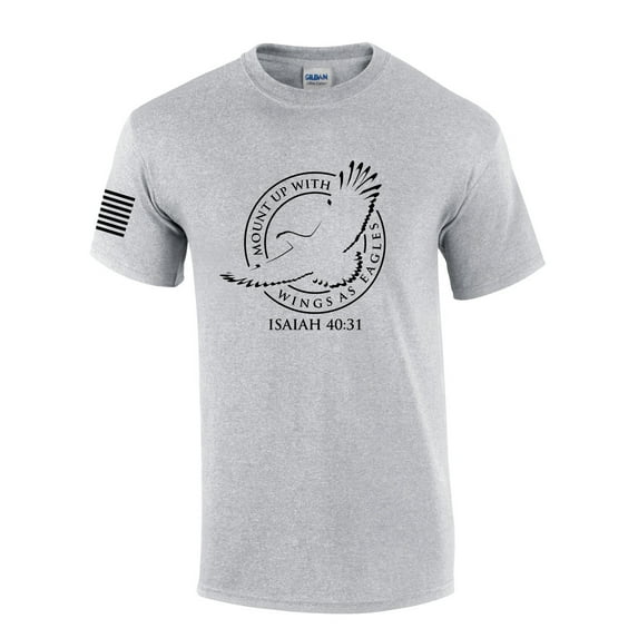 Mount Up With Wings As Eagles Isaiah 40:31 Mens Christian Short Sleeve T-Shirt Graphic Tee-Sports Grey-xxl