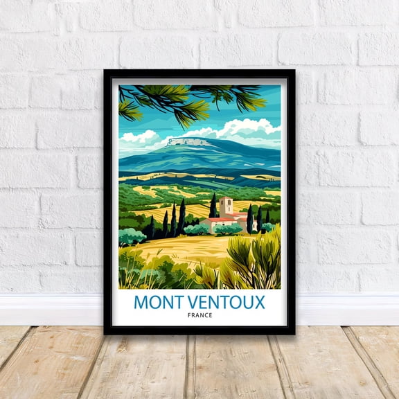 Mount Ventoux France Print Provence Iconic Mountain Wall Decor French Landscape Artwork Outdoor Adventure Illustration, Poster Only