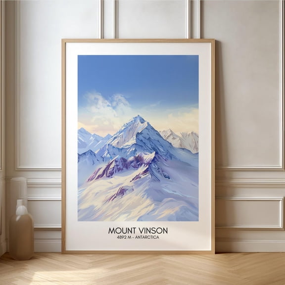 Mount Vinson Antarctica Travel Seven Peaks Travel Hiking Mountain Peaks Mountaineering Travel Wall Decor Unframed Paper Print